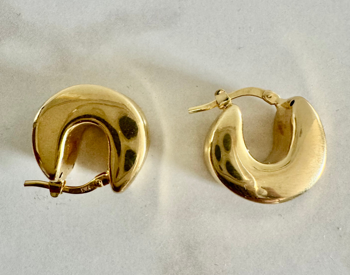 10K Gold Dome Huggie Hoop Earrings