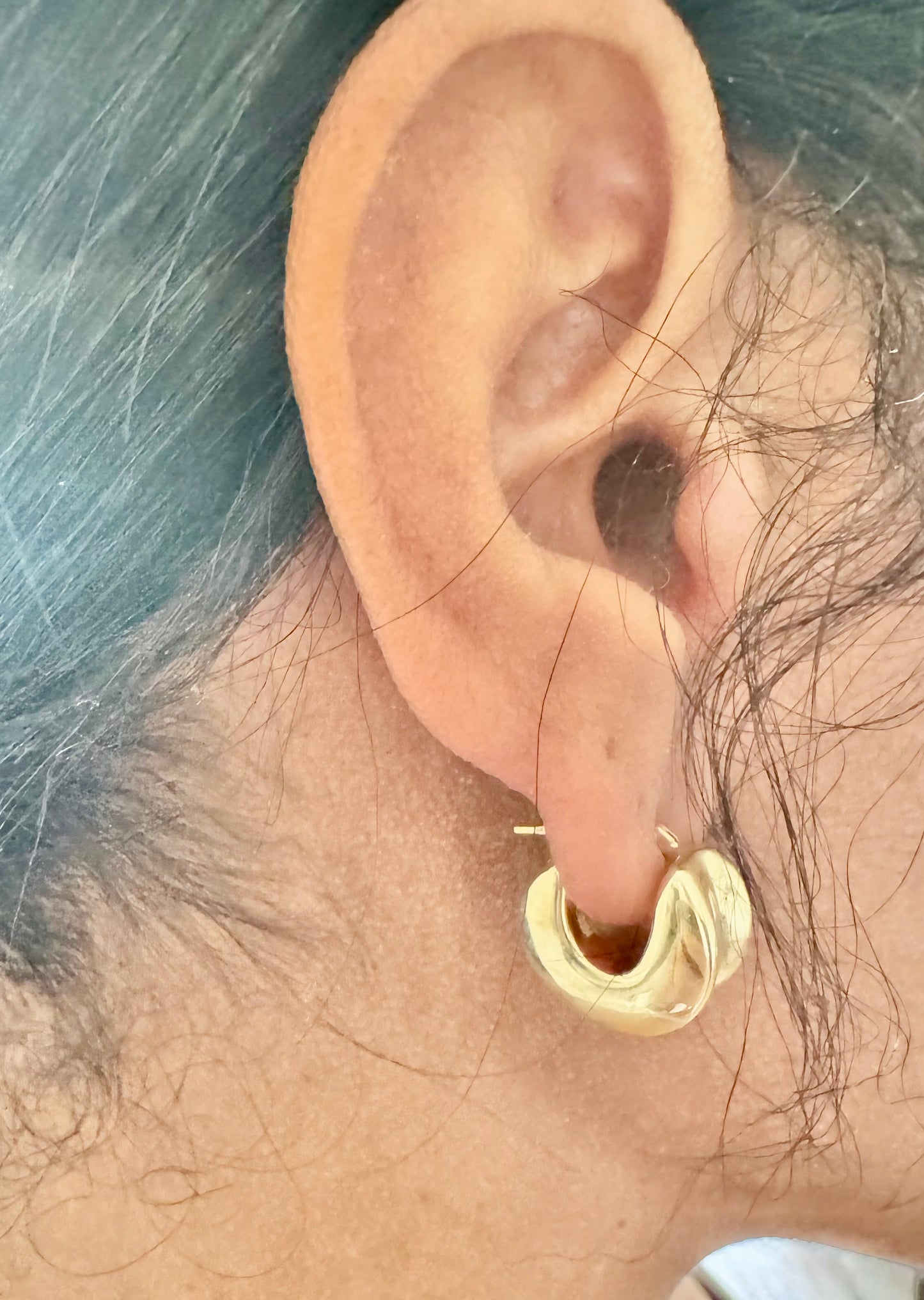 10K Gold Dome Huggie Hoop Earrings