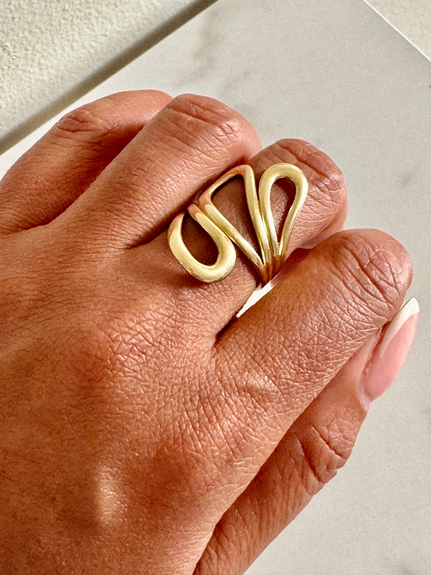 Women's 10K gold Sculpted Abstract Ring-Size 8.5