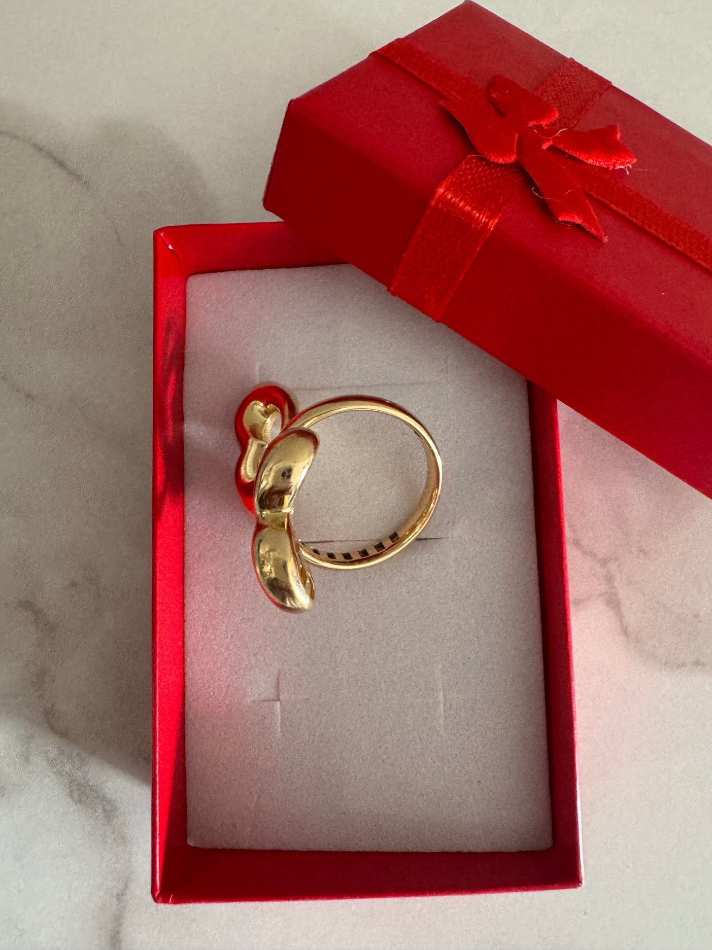 Double Heart Ring-10K Gold-Size 8.5