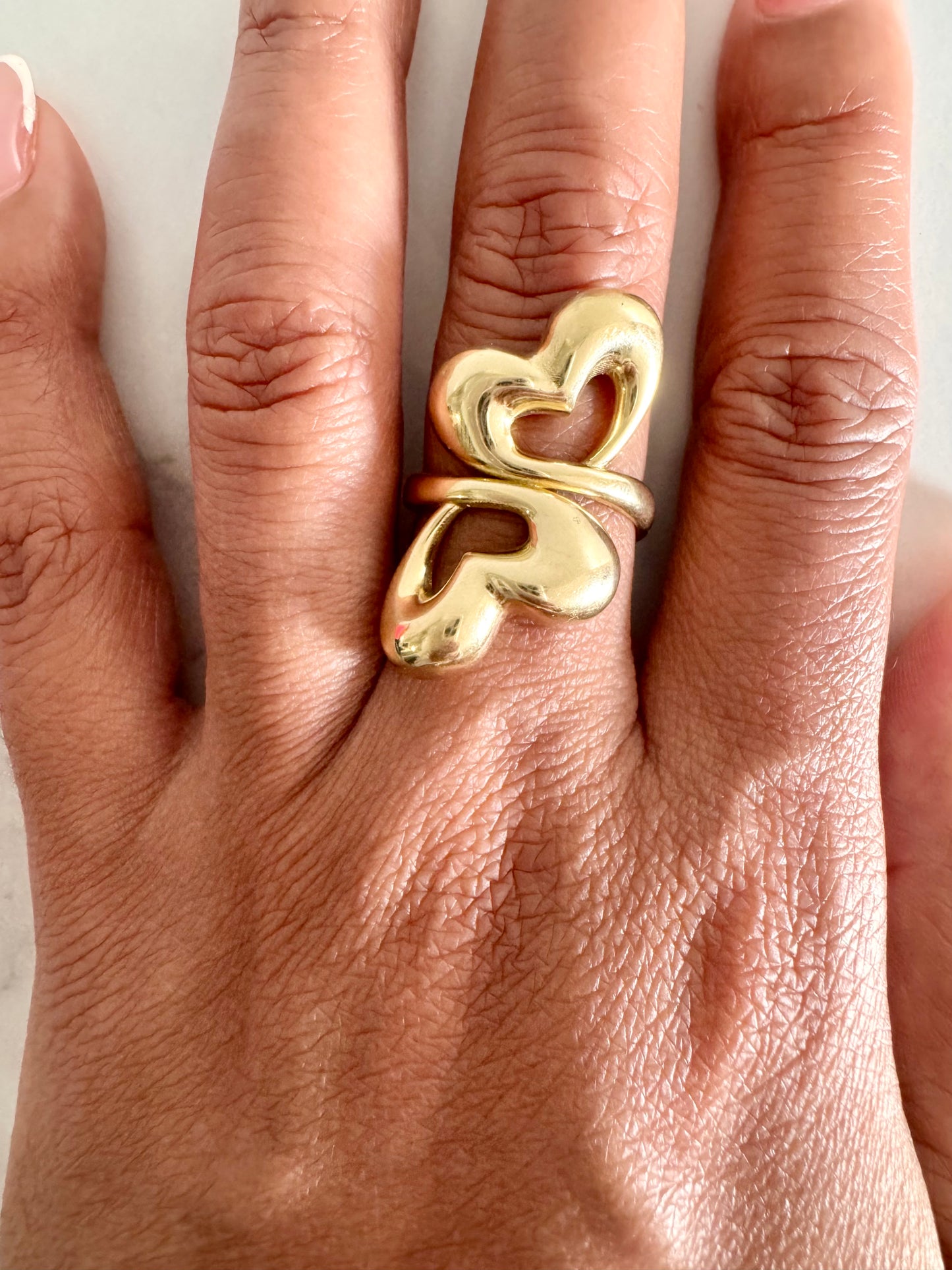 Double Heart Ring-10K Gold-Size 8.5
