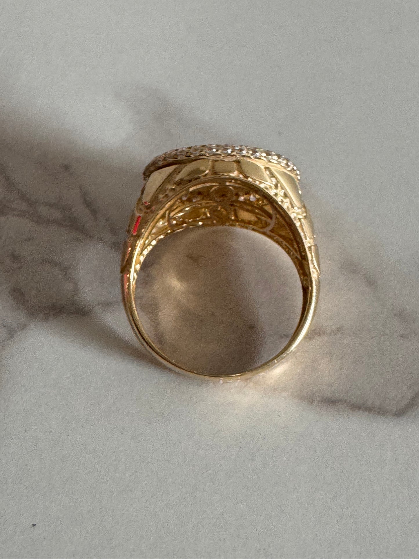 Round Iced-Out Men’s Ring - 10k Gold