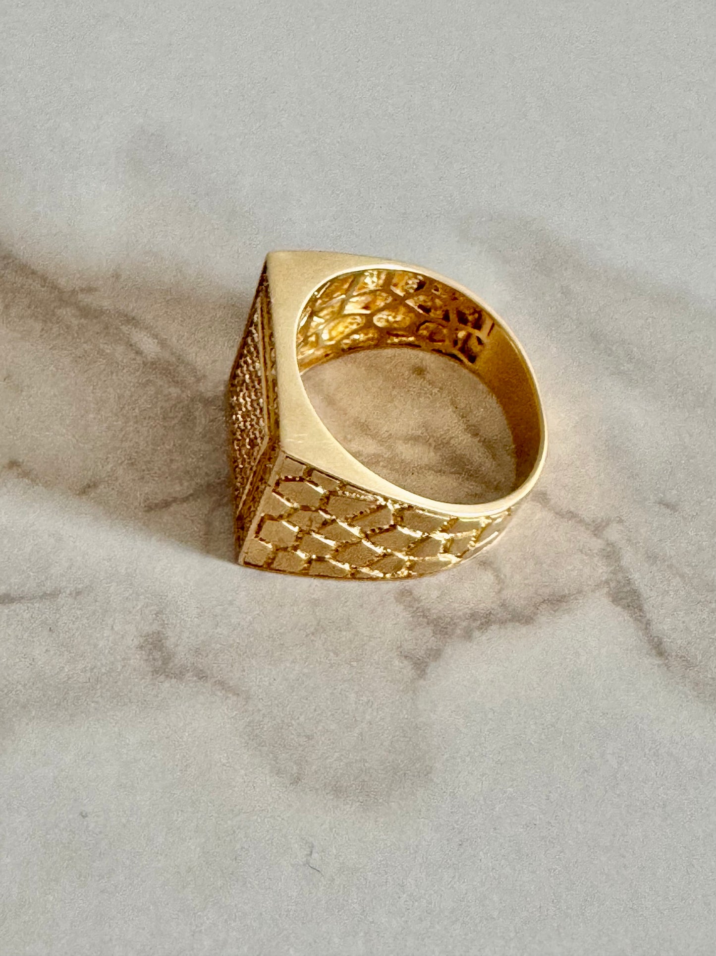 Square Pavé Men’s Ring - 10k Gold