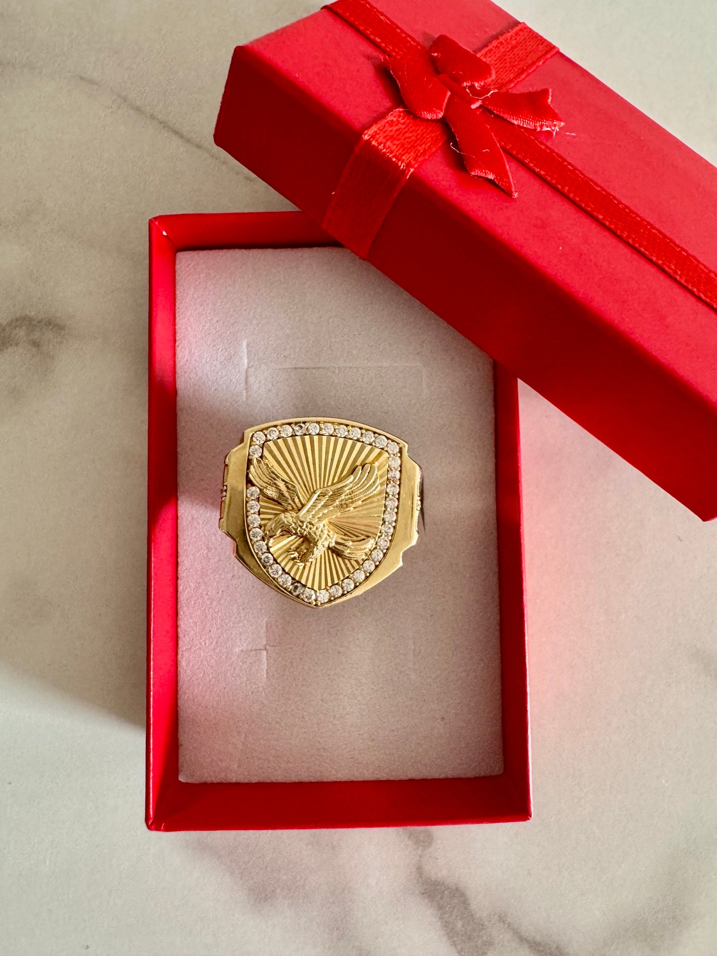 Men’s Shield Eagle Ring - 10k Gold
