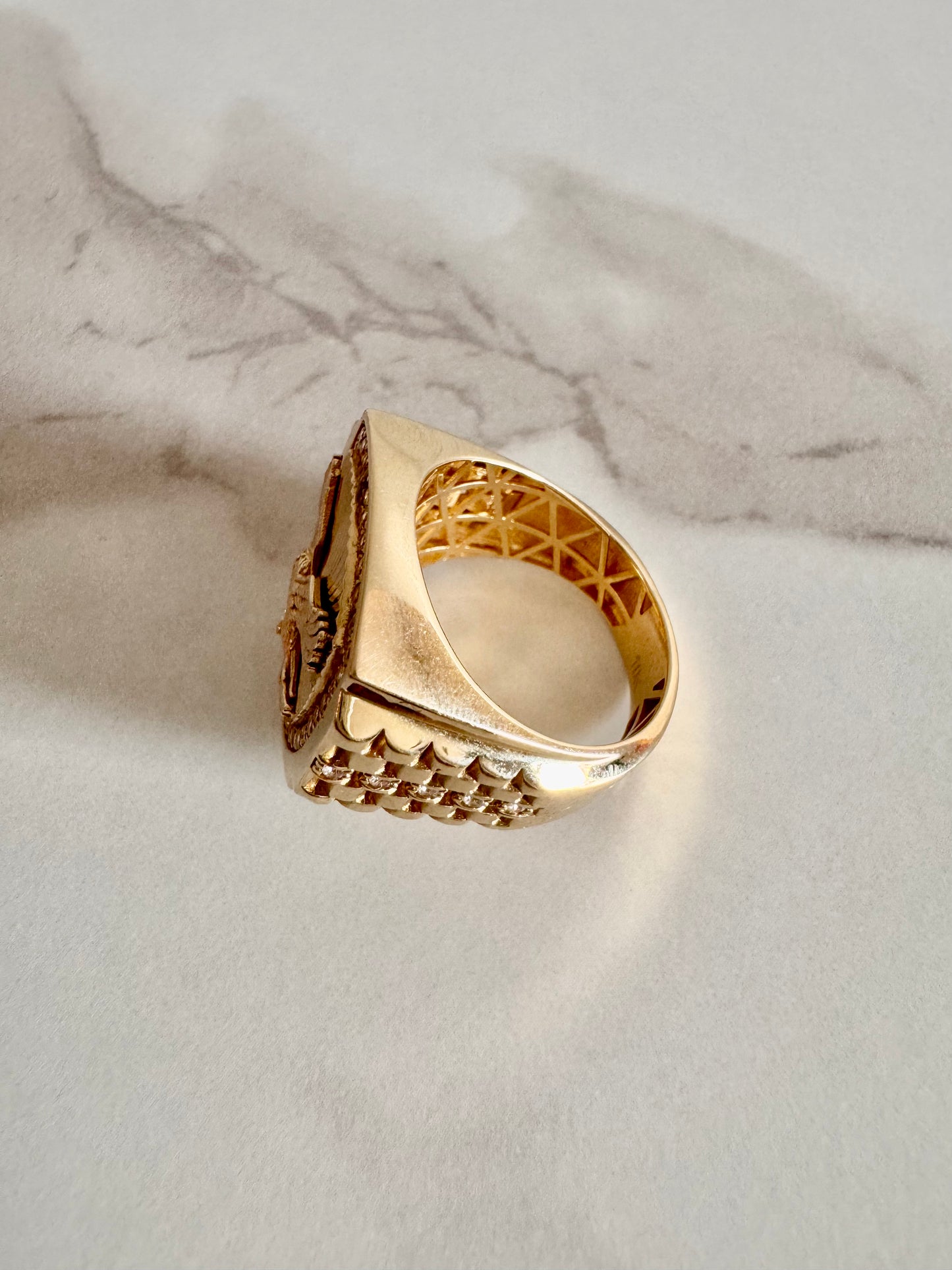 Men’s Shield Eagle Ring - 10k Gold