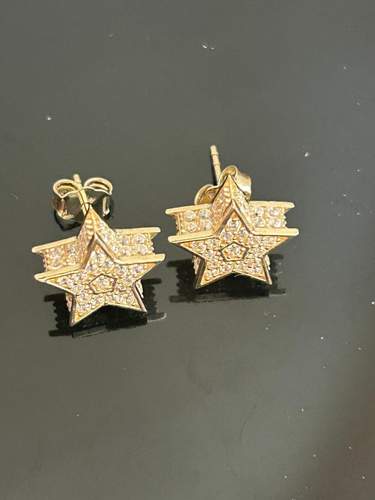 ✨ Star-Shaped Stud Earrings in 10K Gold with Cubic Zirconia Accents
