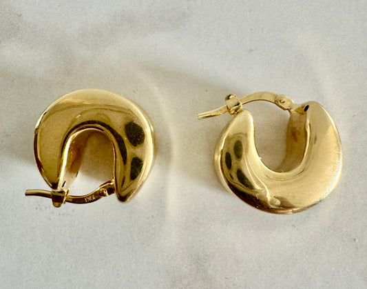 10K Gold Dome Huggie Hoop Earrings
