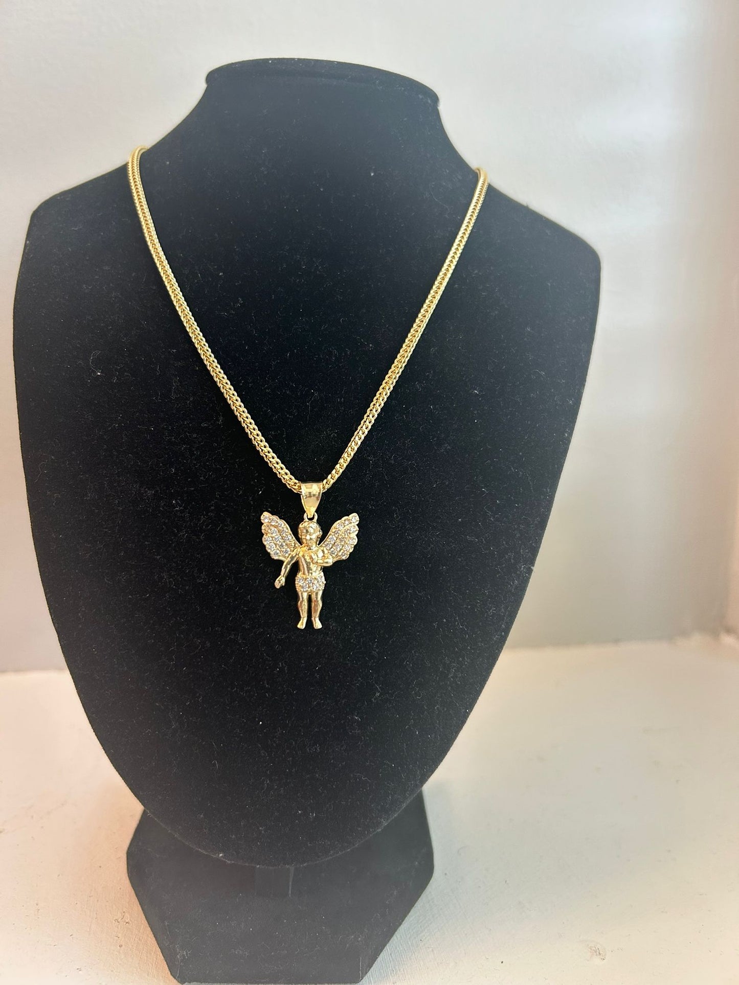 Franco Chain with Fairy Pendant – 10k Gold