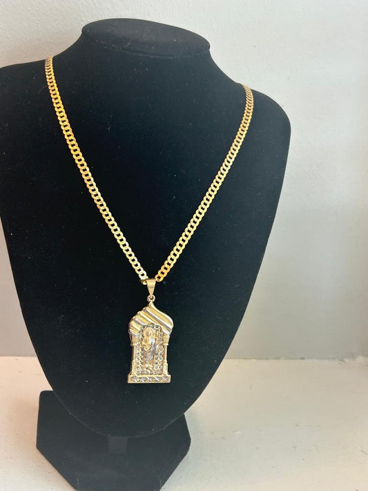 10k Gold Cut Shine Chain with Saint Jude Pendant