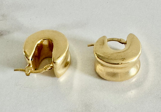 10K Gold Dome Huggie Hoop Earrings