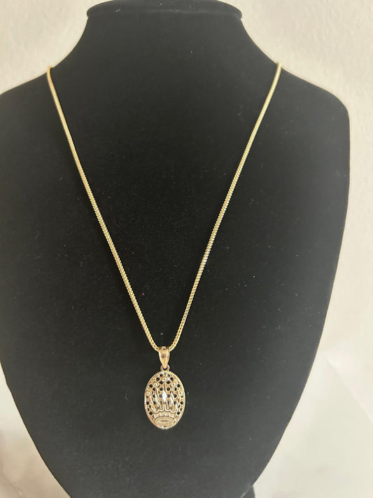 10K Gold Crown Medallion Chain – 24” Franco Style
