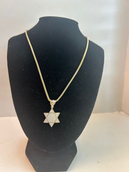 10k Gold Franco Chain with Star of David Pendant