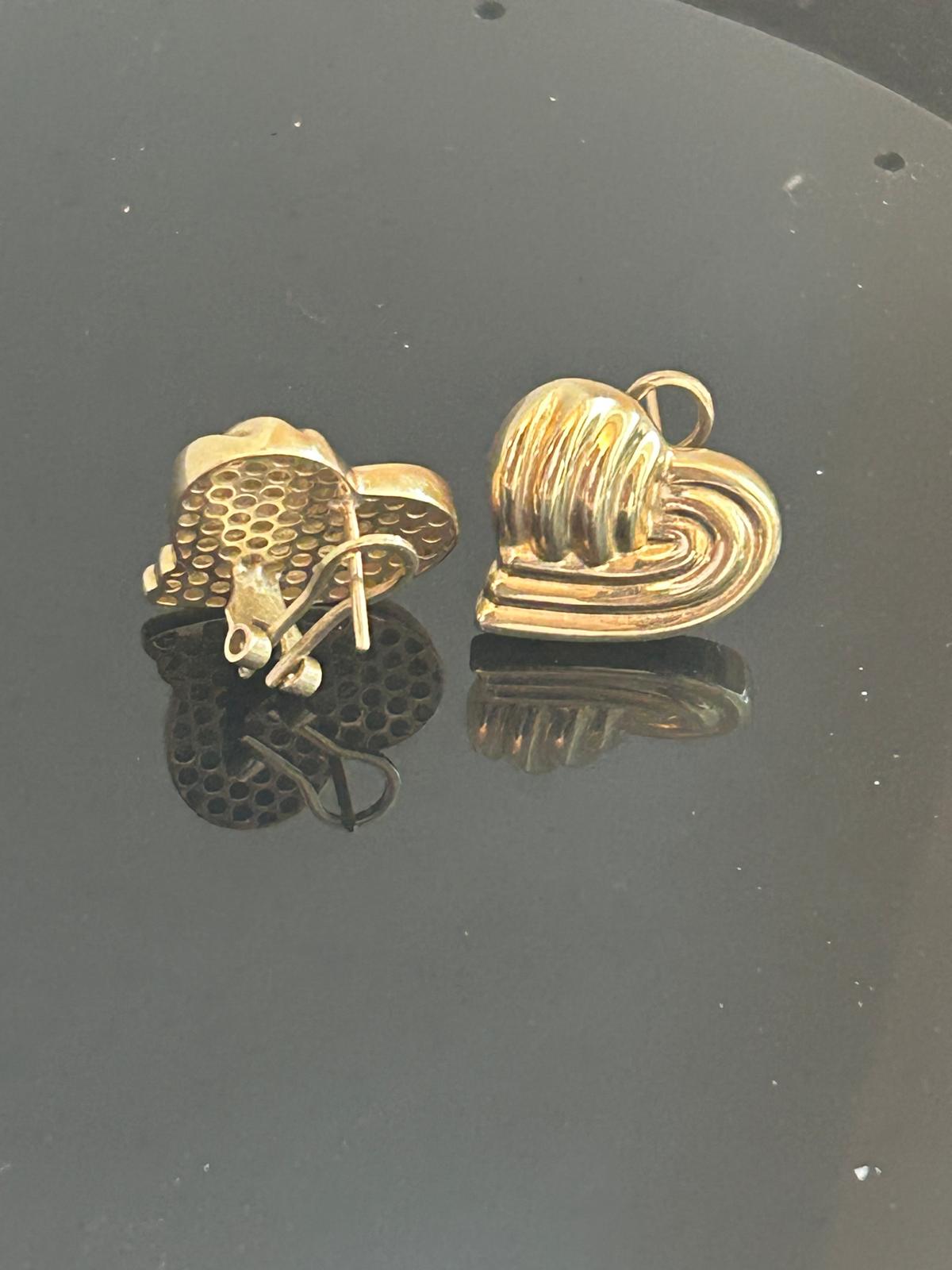 Vintage Heart Stud Earrings in 10K Gold
