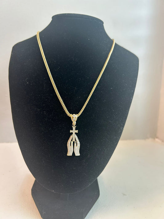 10k Franco Gold Chain with Religious Pendant – 22” & 24”