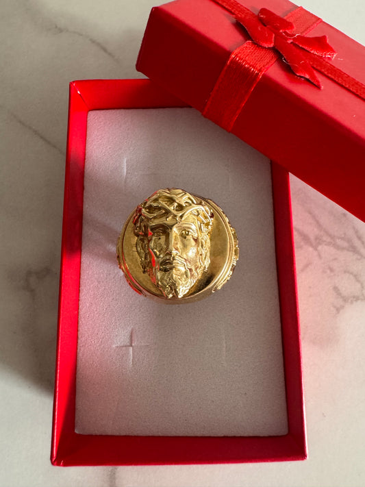 Jesus Face Men’s Ring - 10k Gold-Size 10