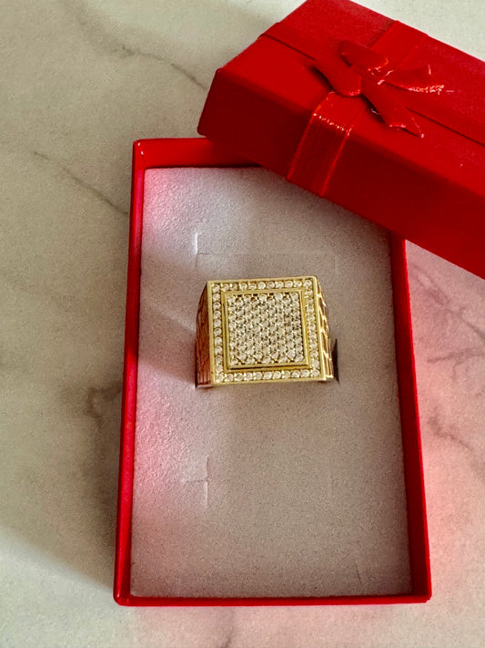 Square Pavé Men’s Ring - 10k Gold