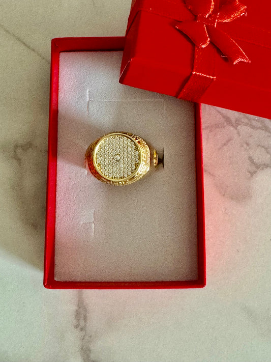 Round Iced-Out Men’s Ring - 10k Gol