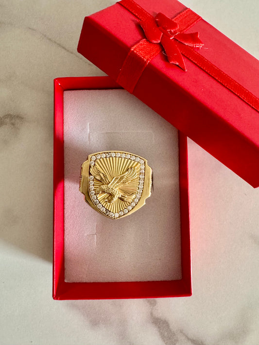 Men’s Shield Eagle Ring - 10k Gold